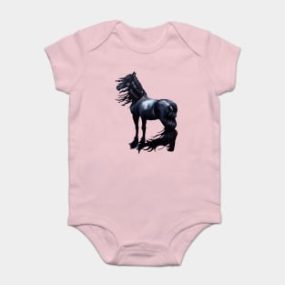 Windswept Friesian Stallion Baby Bodysuit